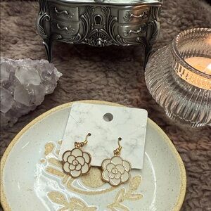 Gold Floral Drop Earrings